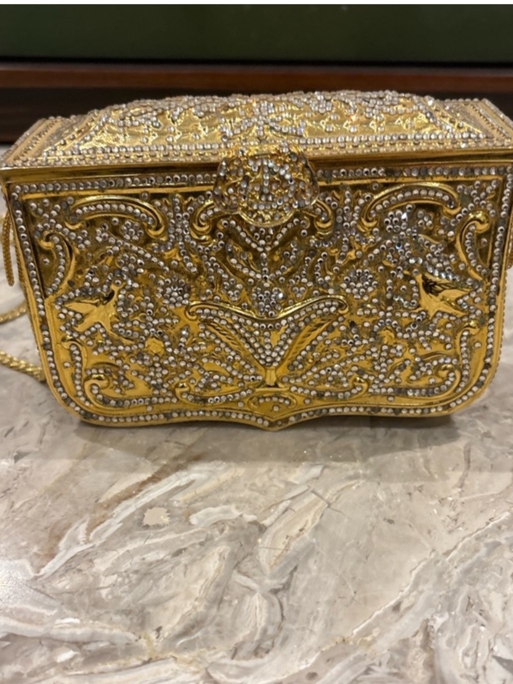 Vintage judith leiber Gold Jeweled Evening Clutch